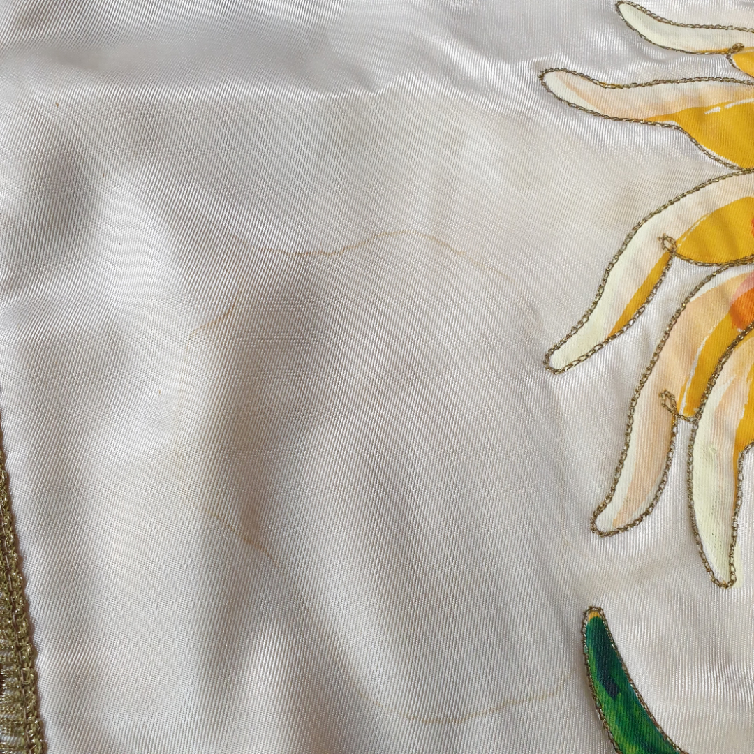 Декоративное панно подсолнухи, роспись по ткани 65х110 см. Картинка 7